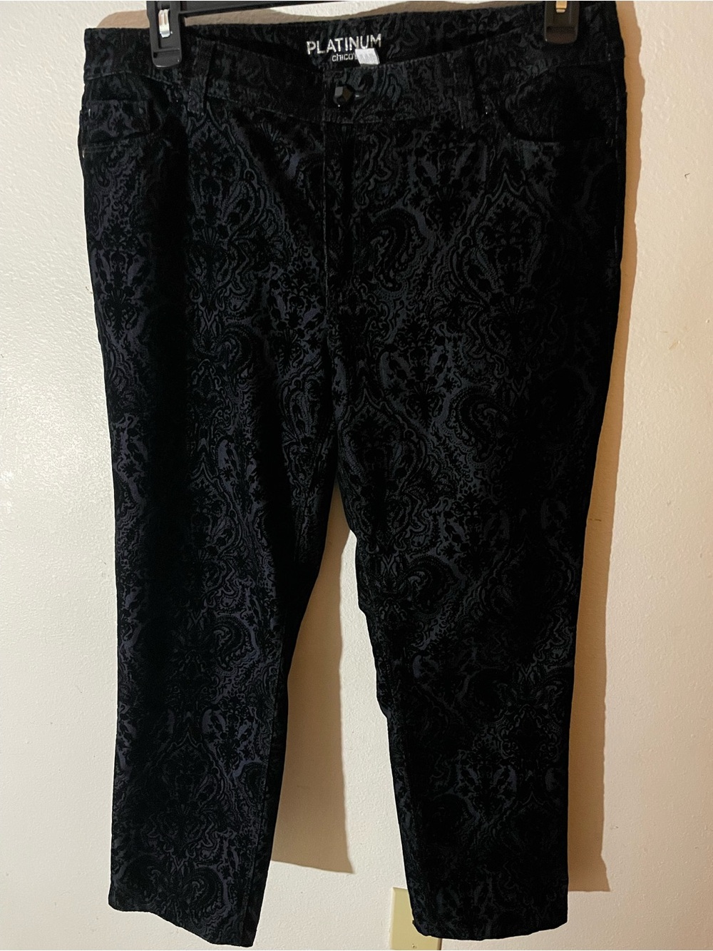 Chico's Black Velvet Paisley Boot Cut Pant